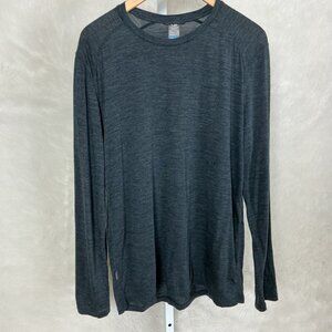 Icebreaker Men Charcoal  Black Long Sleeve Merino Wool Pocket Granary T-Shirt L
